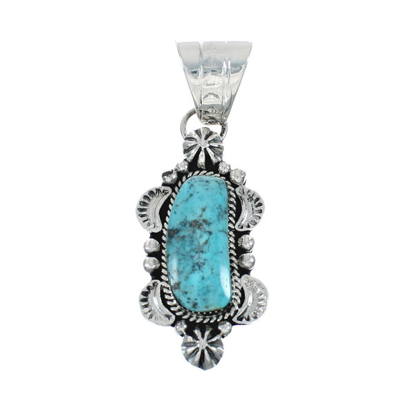 Turquoise Authentic Sterling Silver Navajo Pendant JX131180